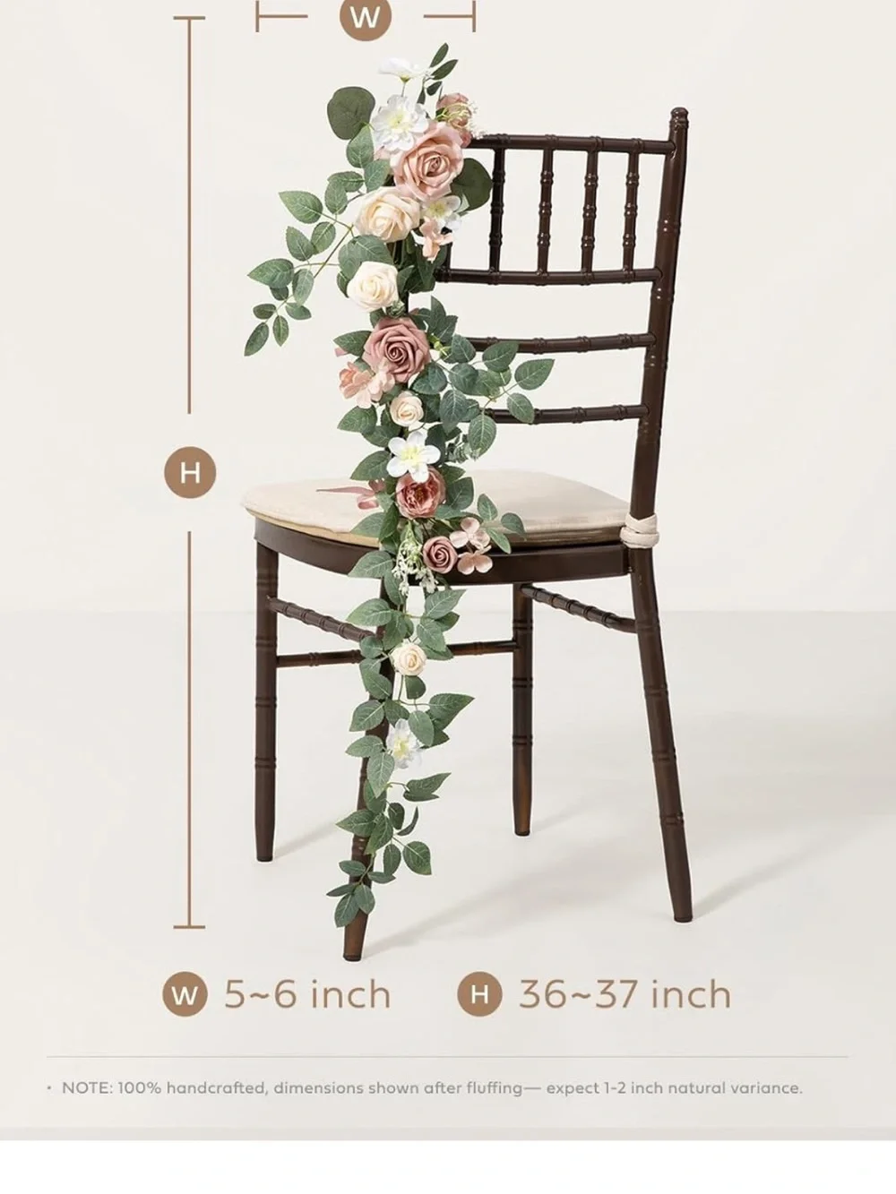 Artificial Rose and Eucalyptus Chair Back Garland - Blush Pink